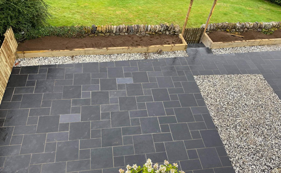 garden patio and flower bed landscaping by SC Joinery and Landscaping